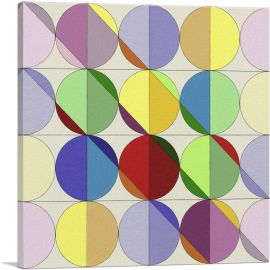 Mid-Century Modern Pastel Circles in a Grid-1-Panel-18x18x1.5 Thick