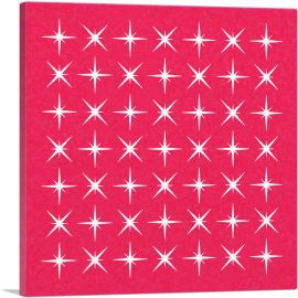 Mid-Century Modern Hot Pink Stars-1-Panel-12x12x1.5 Thick