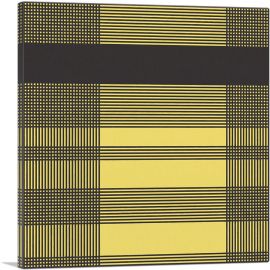 Mid-Century Modern Yellow Plaid Square-1-Panel-18x18x1.5 Thick