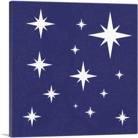 Mid-Century Modern Stars on Navy Blue-1-Panel-12x12x1.5 Thick