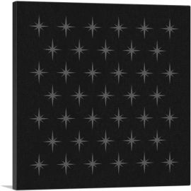 Mid-Century Modern Array of Gray Stars-1-Panel-26x26x.75 Thick