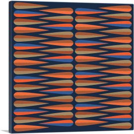 Mid-Century Modern Orange Spikes-1-Panel-36x36x1.5 Thick