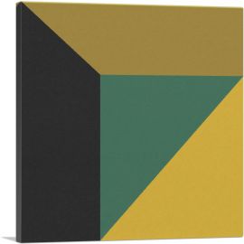 Mid-Century Modern Composition in Black, Green, and Yellow-1-Panel-36x36x1.5 Thick