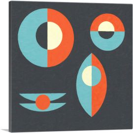 Mid-Century Modern Eyes, Mouth, and Nose-1-Panel-36x36x1.5 Thick
