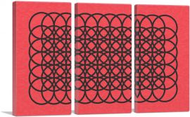 Mid-Century Modern Red Cage-3-Panels-60x40x1.5 Thick