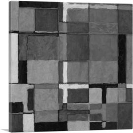 Modern Gray Grid of Intersecting Rectangles-1-Panel-36x36x1.5 Thick