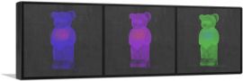 Modern Blue Violet and Green Neon Gummy Bears-1-Panel-36x12x1.5 Thick