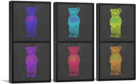 Modern Assortment of Neon Gummy Bears-3-Panels-90x60x1.5 Thick