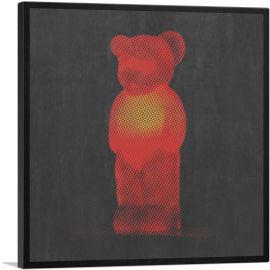 Modern Neon Red Gummy Bear-1-Panel-12x12x1.5 Thick