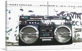 Modern Pidgeons on a Line Listening to Boombox Music-1-Panel-12x8x.75 Thick
