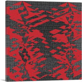 Modern Stark Red Glitched Shapes Over Scratchy Black Background-1-Panel-12x12x1.5 Thick