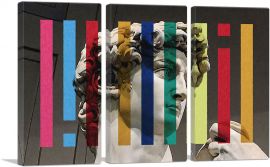 Modern Michelangelo Face with Color Stripes-3-Panels-60x40x1.5 Thick