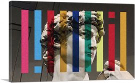 Modern Michelangelo Face with Color Stripes-1-Panel-40x26x1.5 Thick
