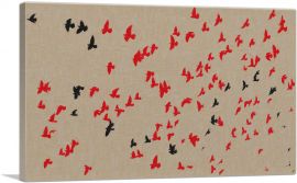 Modern Flock Flight in Red and Black-1-Panel-26x18x1.5 Thick