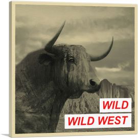 Modern Wild Wild West Bull-1-Panel-12x12x1.5 Thick