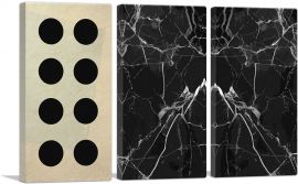 Six Black Circles Black White Marble Square-3-Panels-60x40x1.5 Thick