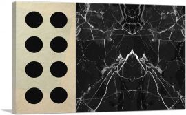 Six Black Circles Black White Marble Square-1-Panel-12x8x.75 Thick