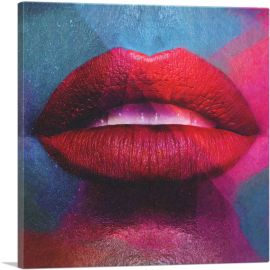 Modern Red Pink Lips-1-Panel-12x12x1.5 Thick