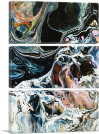 Colors Mixing Into Black Paint Modern Rectangle-3-Panels-90x60x1.5 Thick