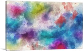 Rainbow Watercolor Spots on White-1-Panel-26x18x1.5 Thick