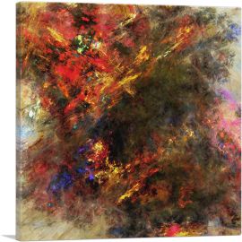 Red Orange Brown Fire on Tan Modern Square-1-Panel-36x36x1.5 Thick