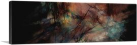 Black With Teal and Peach Modern Panoramic-1-Panel-36x12x1.5 Thick