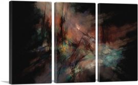 Black With Teal and Peach Modern Rectangle-3-Panels-90x60x1.5 Thick