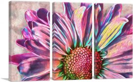 Pink Flower Home decor-3-Panels-60x40x1.5 Thick