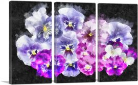 Purple Flowers Home decor-3-Panels-60x40x1.5 Thick