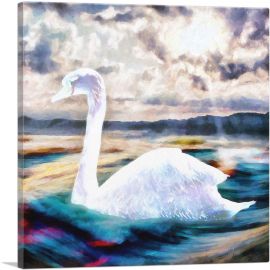 Swan Paint Home decor-1-Panel-18x18x1.5 Thick