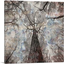 Tall Tree Forest Painting Home decor-1-Panel-26x26x.75 Thick