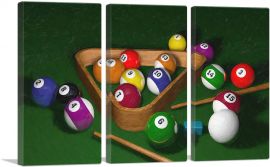Billiard Balls Painting Home decor-3-Panels-60x40x1.5 Thick