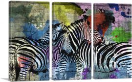 Zebras Modern Art Home decor-3-Panels-60x40x1.5 Thick