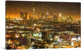 Downtown Los Angeles LA Cityscape Skyline California-1-Panel-18x12x1.5 Thick