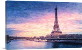 Paris France Eiffel Tower-1-Panel-26x18x1.5 Thick