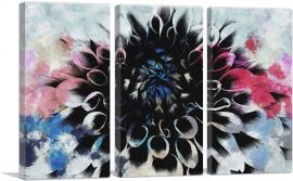 Blue Red Flower Home decor-3-Panels-90x60x1.5 Thick