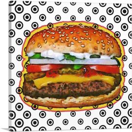 Burger Over Pattern Painting Home decor-1-Panel-36x36x1.5 Thick