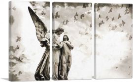 Cemetery Sculptures With Birds Painting Home Decor Rectangle-3-Panels-60x40x1.5 Thick