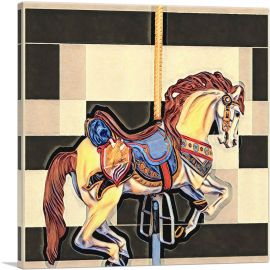 Amusement Park Horse With Modern Pattern Painting Home decor-1-Panel-36x36x1.5 Thick