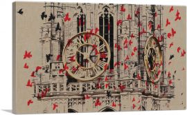 Clock Tower With Birds Painting Home decor-1-Panel-12x8x.75 Thick