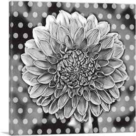 Dahlia Black And White Pattern Painting Home decor-1-Panel-18x18x1.5 Thick