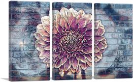 Dahlia Painting Home decor-3-Panels-90x60x1.5 Thick