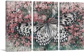 Asian Style Butterfly Painting Home decor-3-Panels-60x40x1.5 Thick