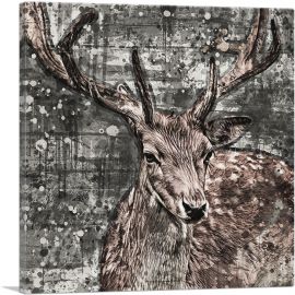 Deer Abstract Painting Home decor-1-Panel-26x26x.75 Thick
