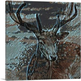 Deer Gray Painting Home decor-1-Panel-12x12x1.5 Thick