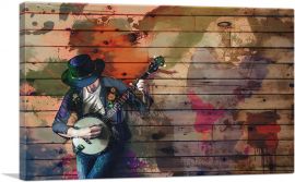 Musician With Guitar Home Decor Rectangl-1-Panel-18x12x1.5 Thick