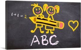 Kids Alphabet Drawing on Chalkboard School decor