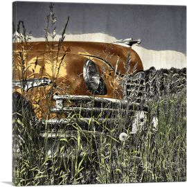 Old Car In The Field Painting Home decor-1-Panel-26x26x.75 Thick