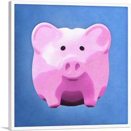 Piggy Bank Painted Home Decor Square-1-Panel-12x12x1.5 Thick
