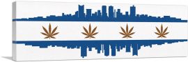 Fort Worth City Texas Flag Weed Leaf Pot Marijuana Cannabis-1-Panel-36x12x1.5 Thick